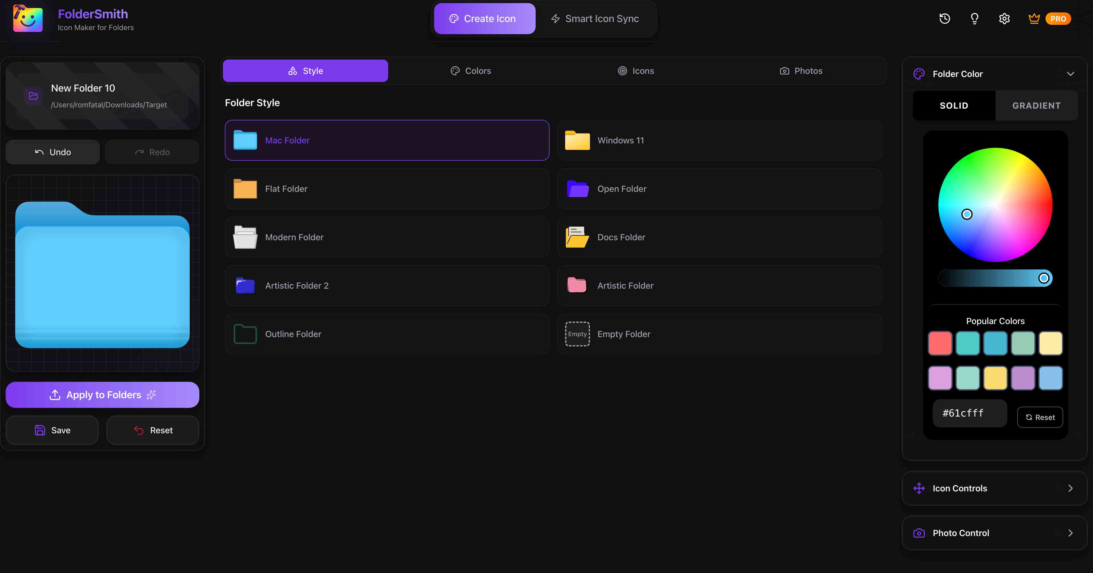 FolderSmith main interface showing folder tree and file preview